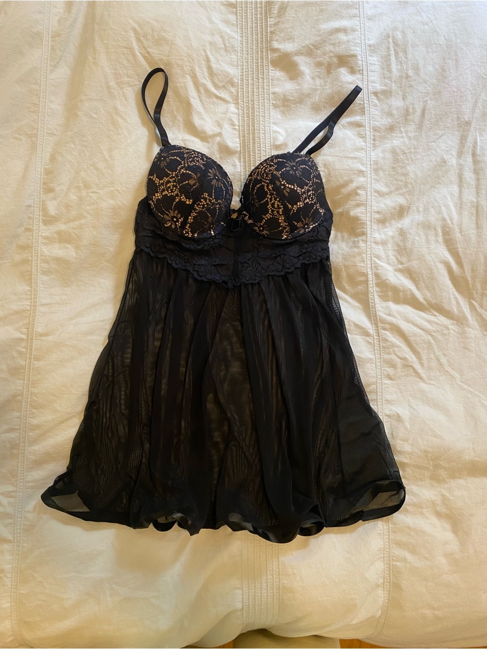 Black Lace-Trim Babydoll Chemise - Women Intimates